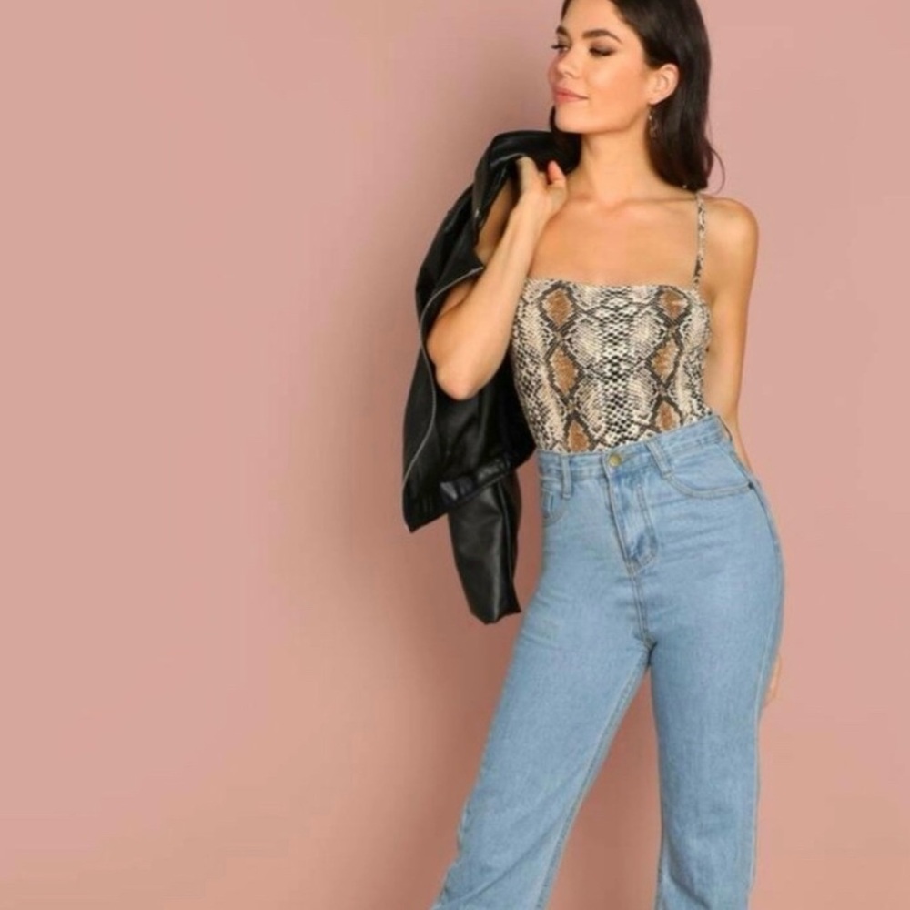 Shein Snake Print Cami Body Suit Size Large